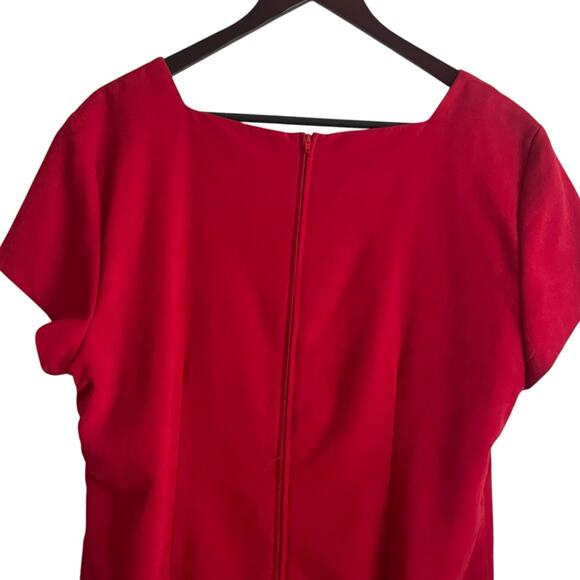 Vintage Jessica Howard Women Velvet Dress 14 Red Square Neck Classic Glam Party - Picture 4 of 14